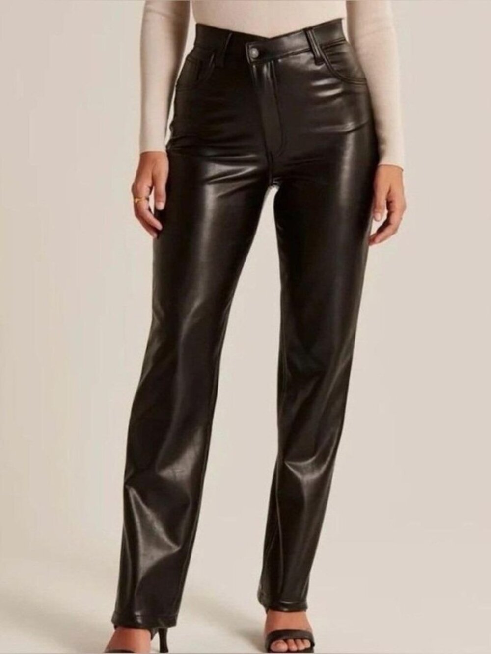 abercrombie vegan leather 90s straight pants